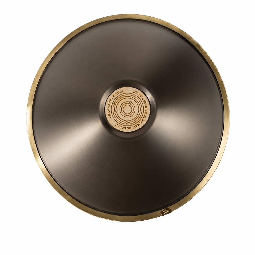 Rav Vast gold drum, tongue drum, drum tongues, steel tongue drum handpan
